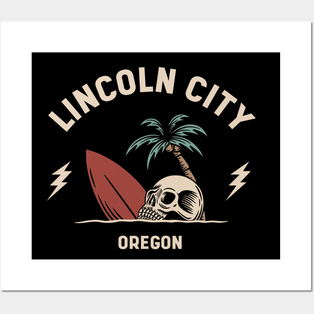 Vintage Surfing Lincoln City, Oregon Wall Art by SLAG_Creative